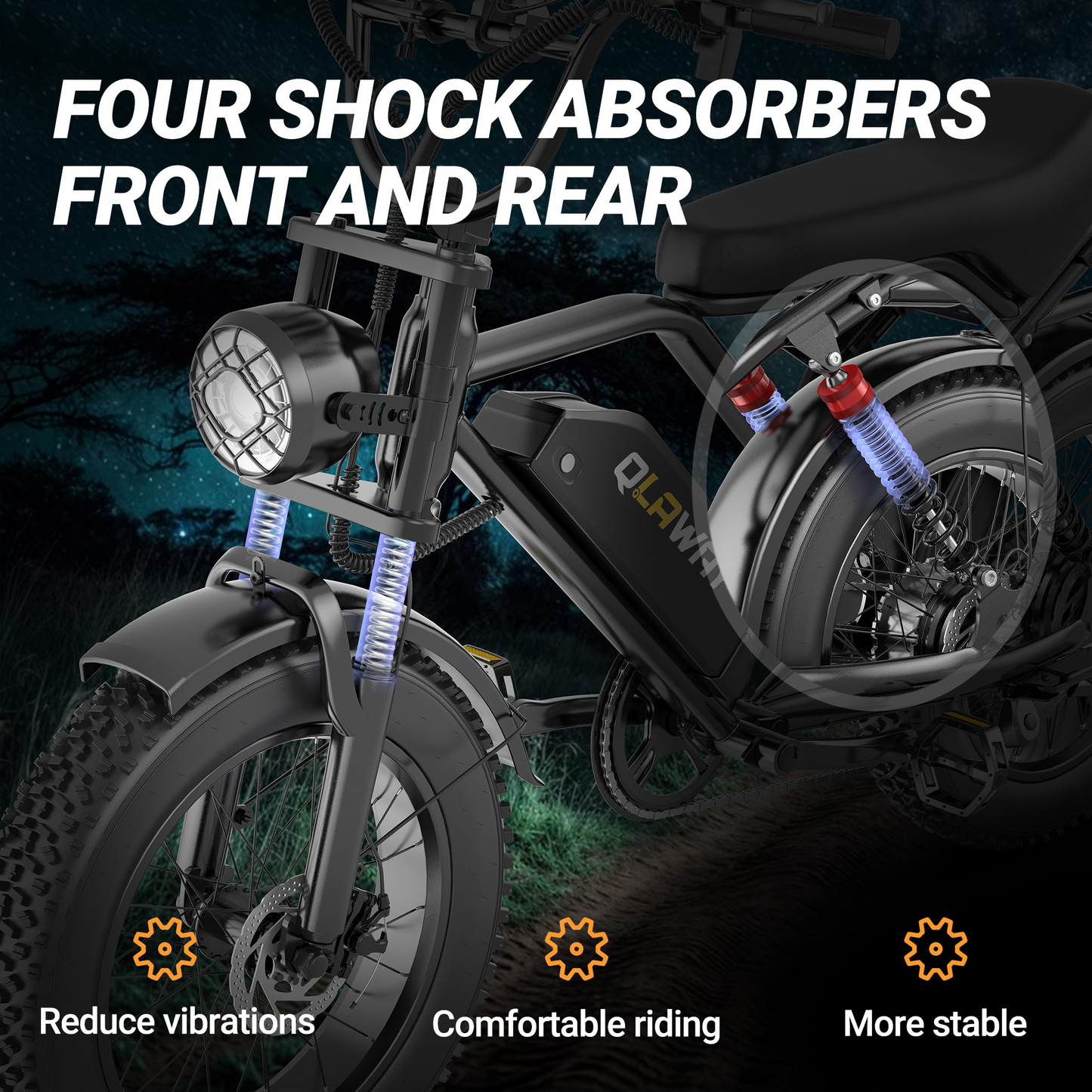 Qlaway BK20 Fat Tire Electric Dirt Bike for Adults 48V 15.6AH Battery 750W Brushless Motor-US