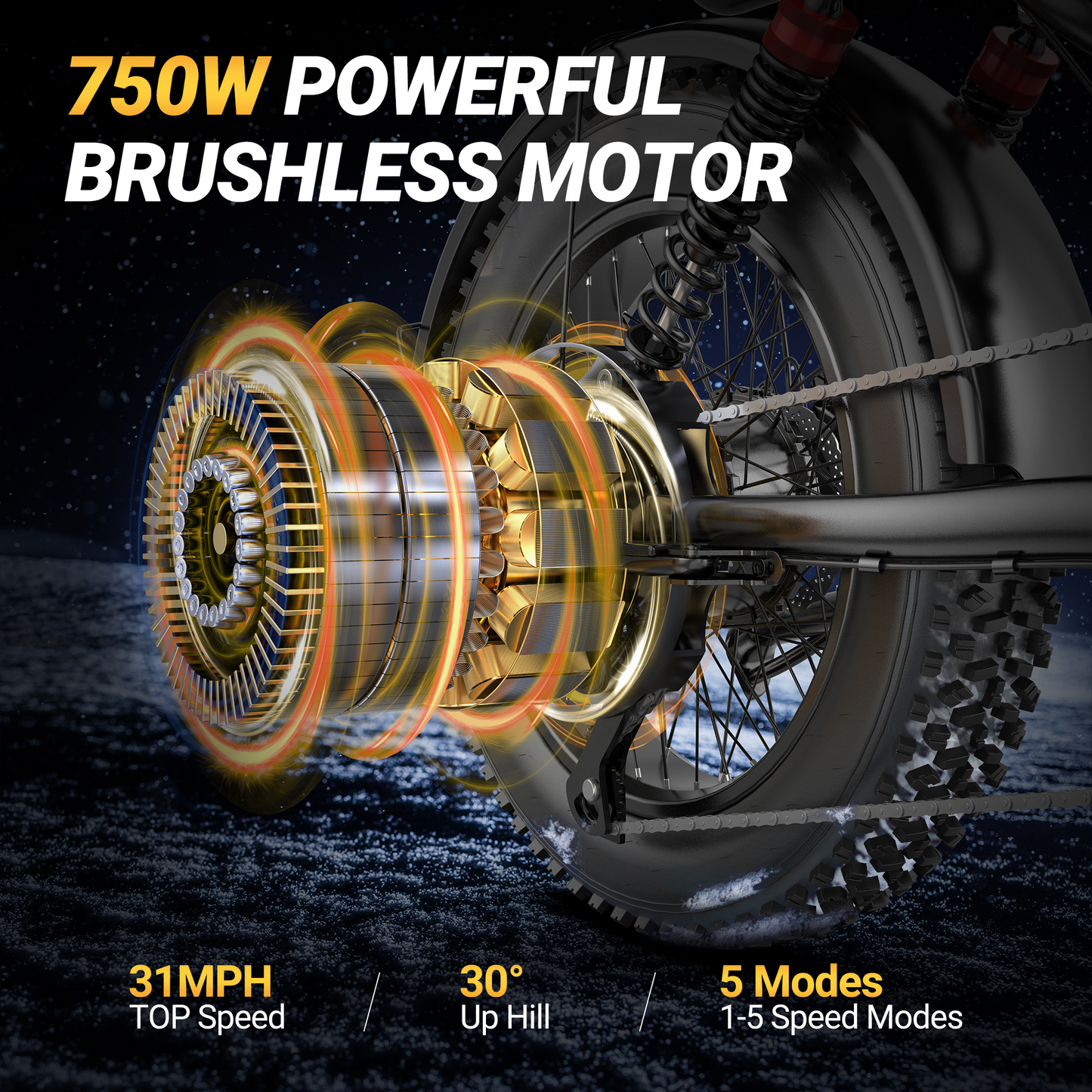 Qlaway BK20 Fat Tire Electric Dirt Bike for Adults 48V 15.6AH Battery 750W Brushless Motor-US