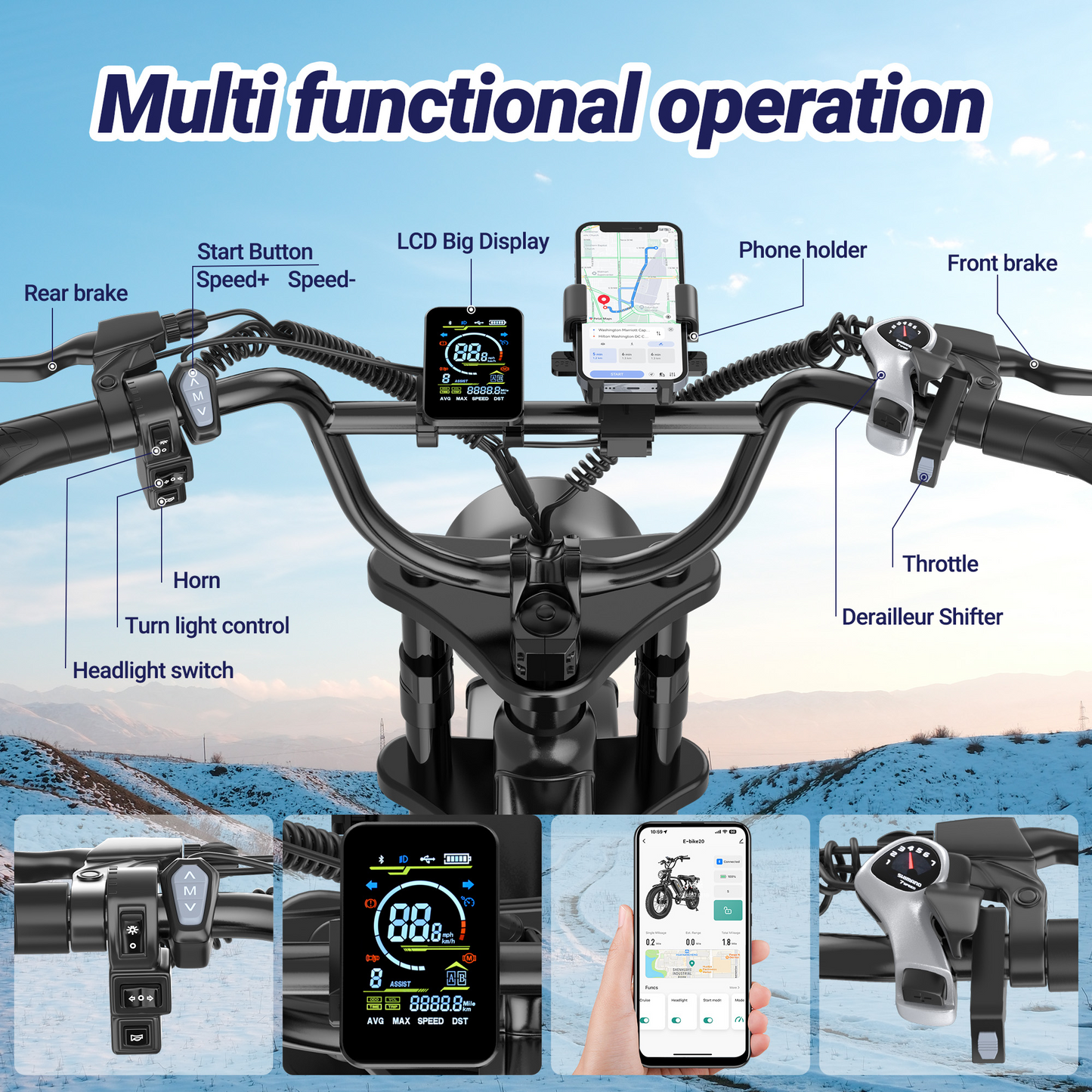 Qlaway BK20 Fat Tire Electric Dirt Bike for Adults 48V 15.6AH Battery 750W Brushless Motor-US