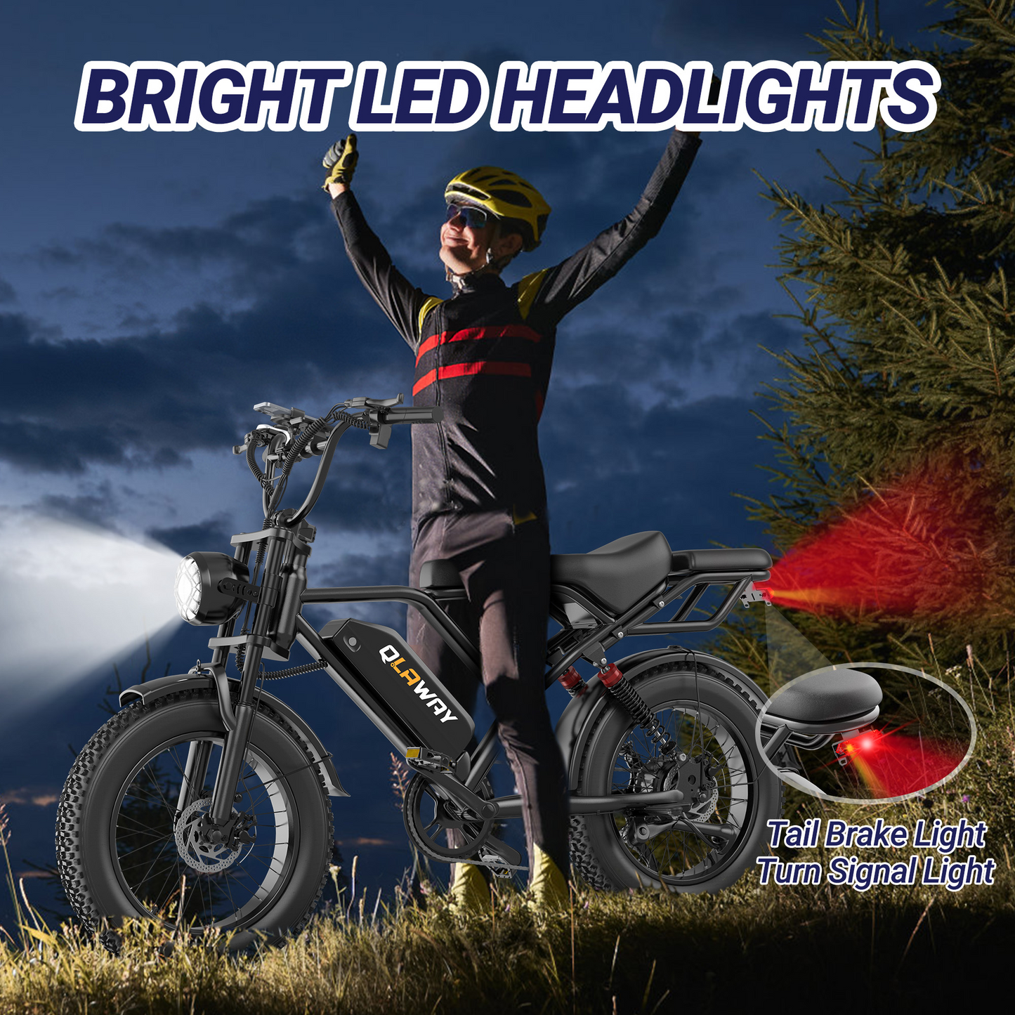 Qlaway BK20 Fat Tire Electric Dirt Bike for Adults 48V 15.6AH Battery 750W Brushless Motor-US