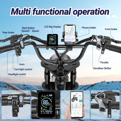 Qlaway BK20 Fat Tire Electric Dirt Bike for Adults 48V 15.6AH Battery 750W Brushless Motor-US